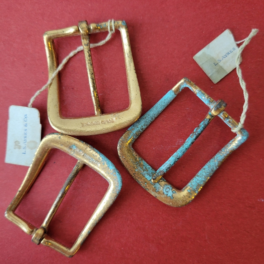 Bronze Buckle Trio ~ L.S. Ayres & Co. Vintage Antique? ~ Original Tag ~ *NOTE - Picture 1 of 16